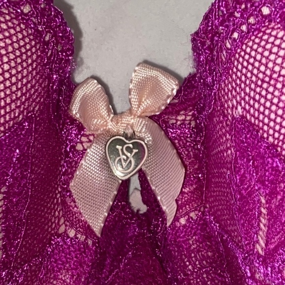 Victoria's Secret Purple Lace Floral Body by Victoria Lined Demi Bra Sexy Date - Picture 5 of 9